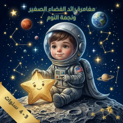 لاف كتاب أطفال رقمي بعنوان مغامرة رائد الفضاء الصغير ونجمة النوم للفئة العمرية 3-4 سنوات